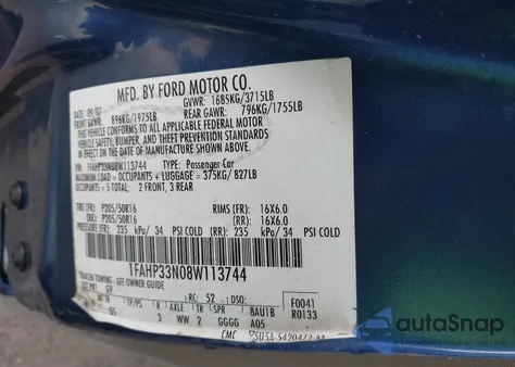 2008 Ford Focus Ses z USA, uszkodzony, nr VIN 1FAHP33N08W113744